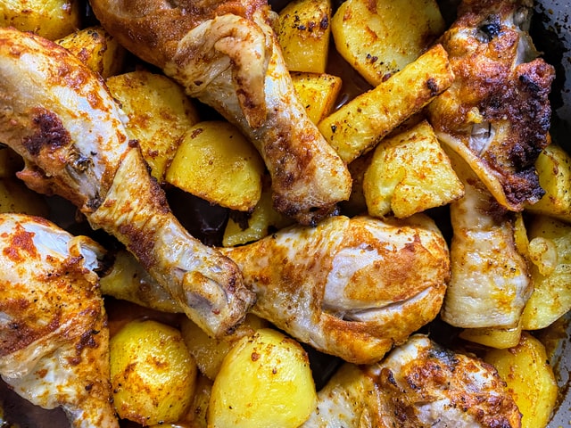 roasted chicken with potatos