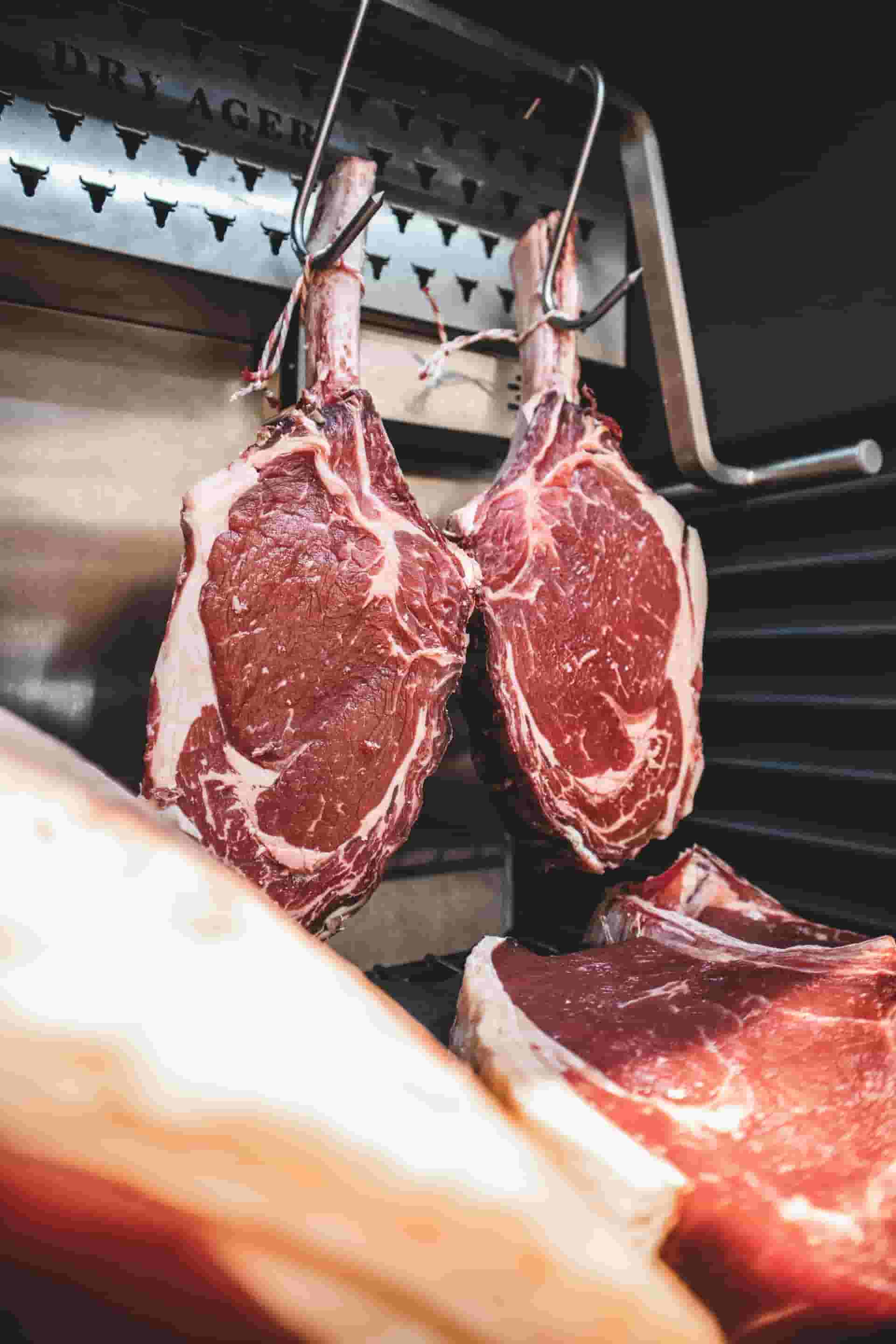 steaks on hangers